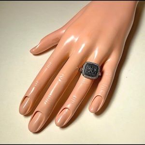 Pave Black Spinel Sterling Silver Ring